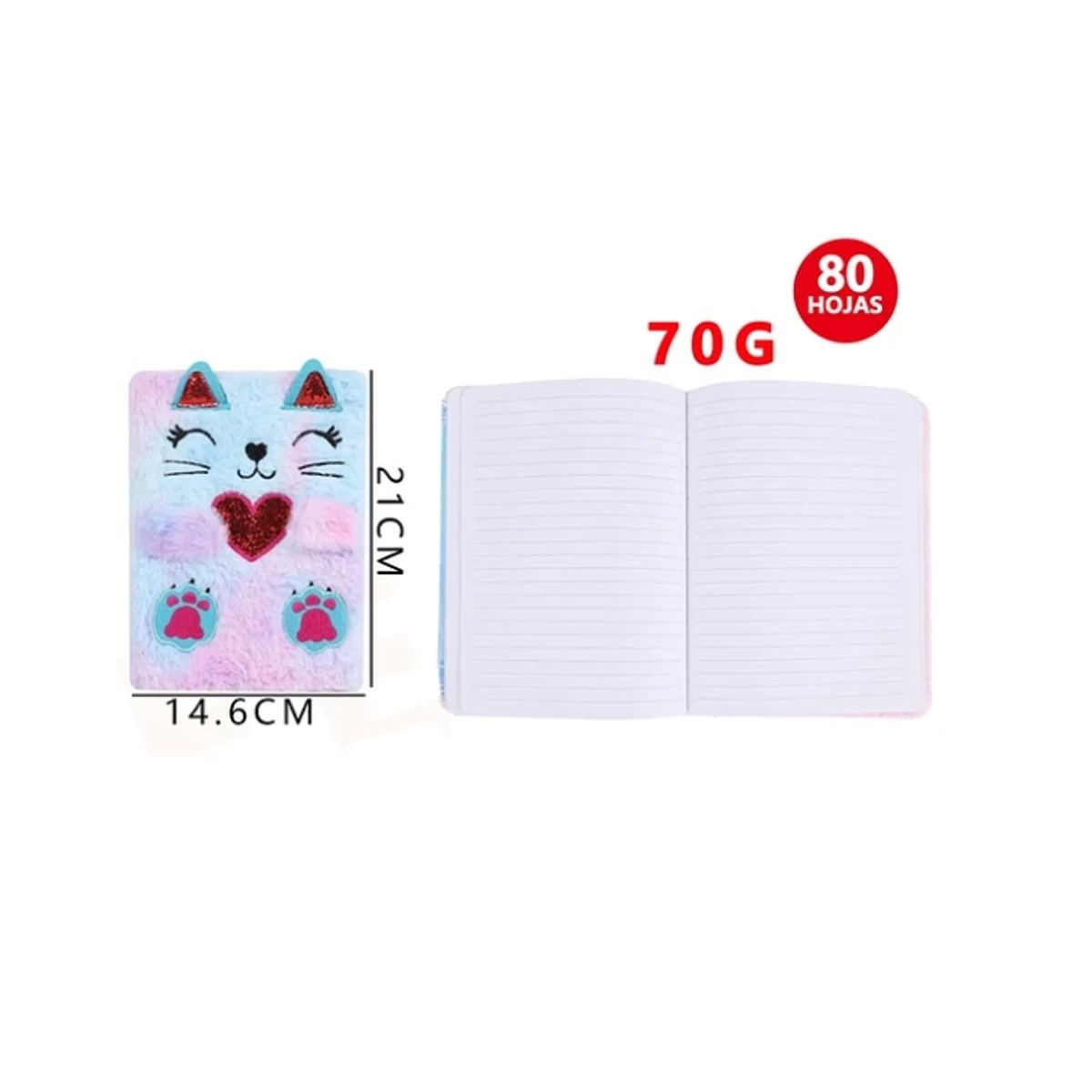 GENERICO - Libreta Gatito De peluche 15205cm