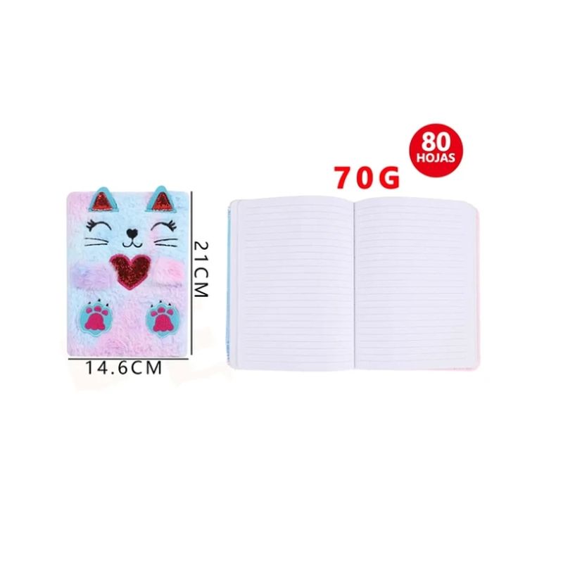 GENERICO - Libreta Gatito De peluche 15205cm