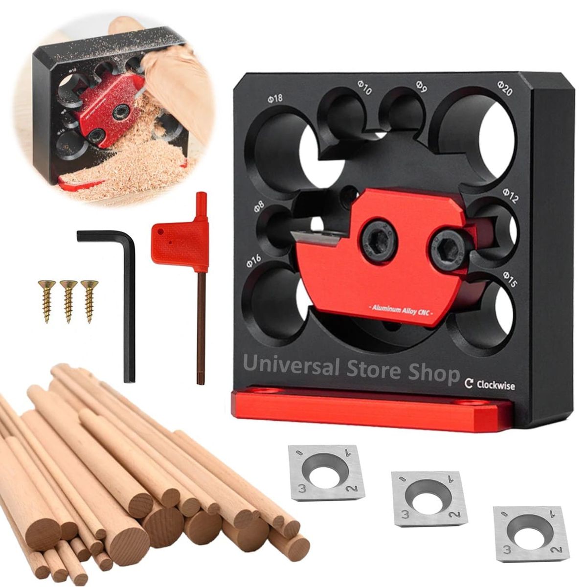 GENERICO - Plantilla Espiga Varilla Redonda Guía Fresa Circular Madera