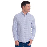 Camisa Oxford Estampada Gris Claro