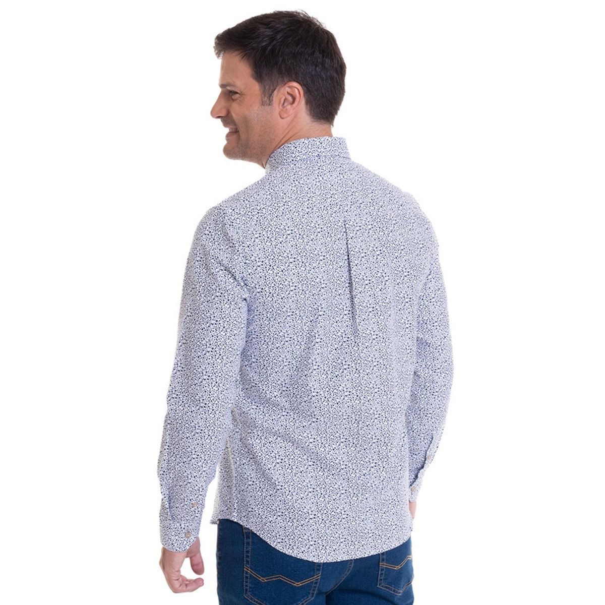 KOTTING - Camisa Oxford Estampada Gris Claro KOTTING