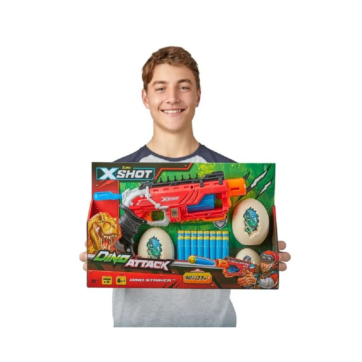 X-SHOT - Lanzador dardos X SHOT Dino Attack 16 dardos y 2 huevos