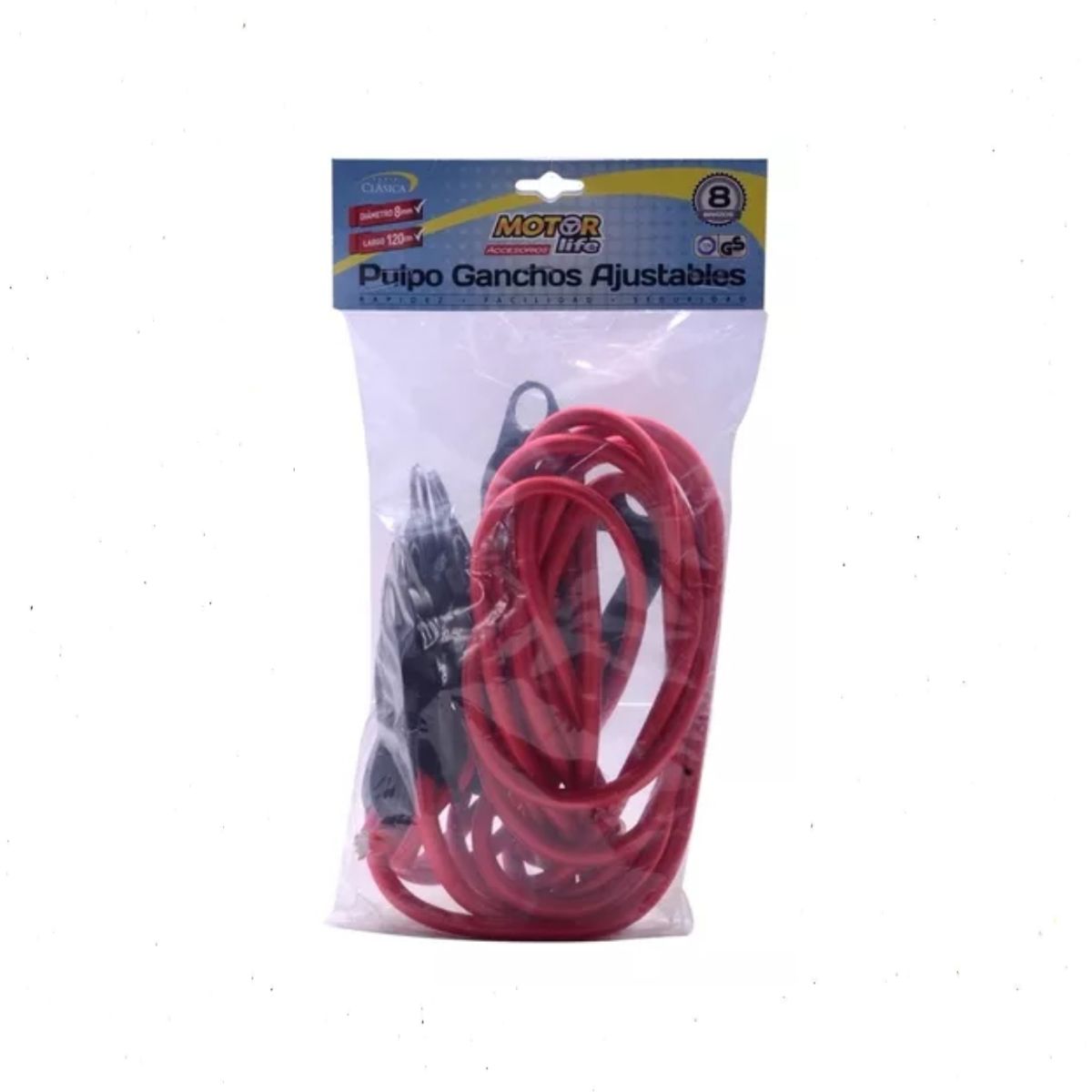 GENERICO - Pulpo 8 Brazos Gancho Ajustable 120 Cm. Motorlife