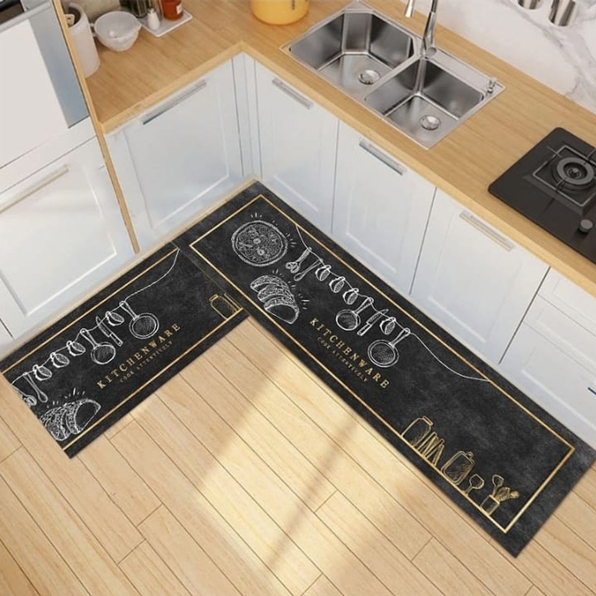 GENERICO - Pack 2 Alfombra De Cocina Antideslizante Piso Entrada De Hogar