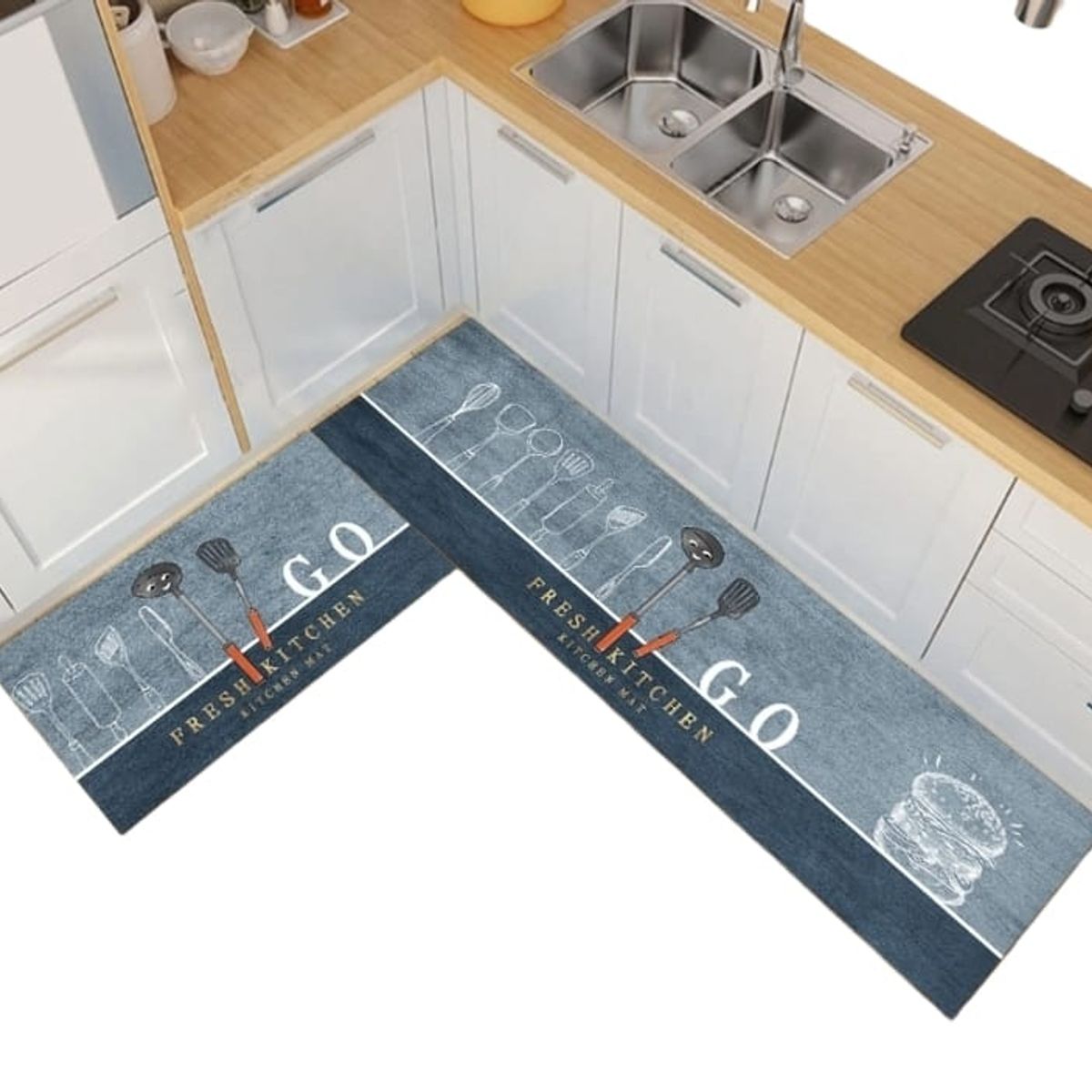 GENERICO - Pack 2 Alfombra De Cocina Antideslizante Piso Entrada De Hogar