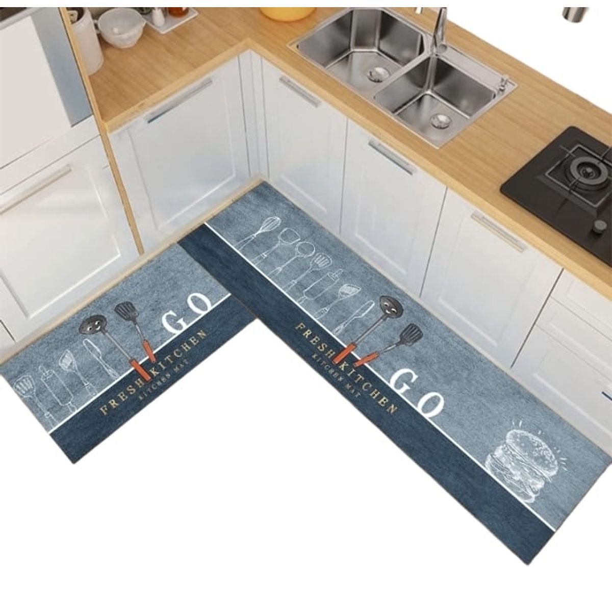 GENERICO - Pack 2 Alfombra De Cocina Antideslizante Piso Entrada De Hogar