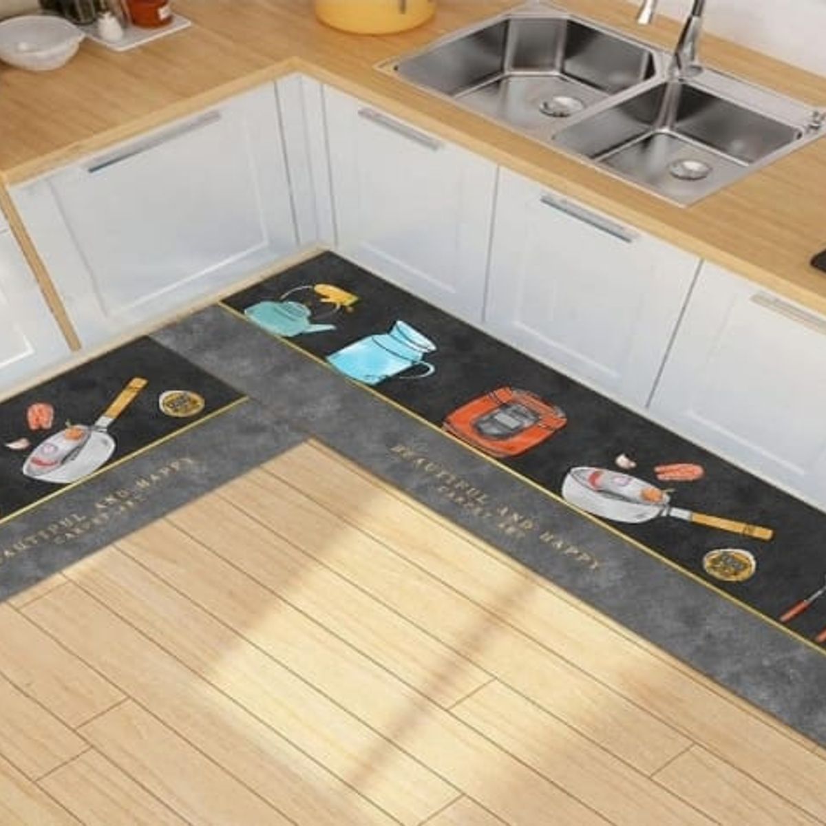 GENERICO - Pack 2 Alfombra De Cocina Antideslizante Piso Entrada De Hogar