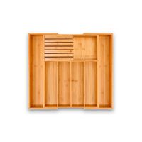 Organizador De Cubiertos De Bambú 7 Compartimientos Expandible