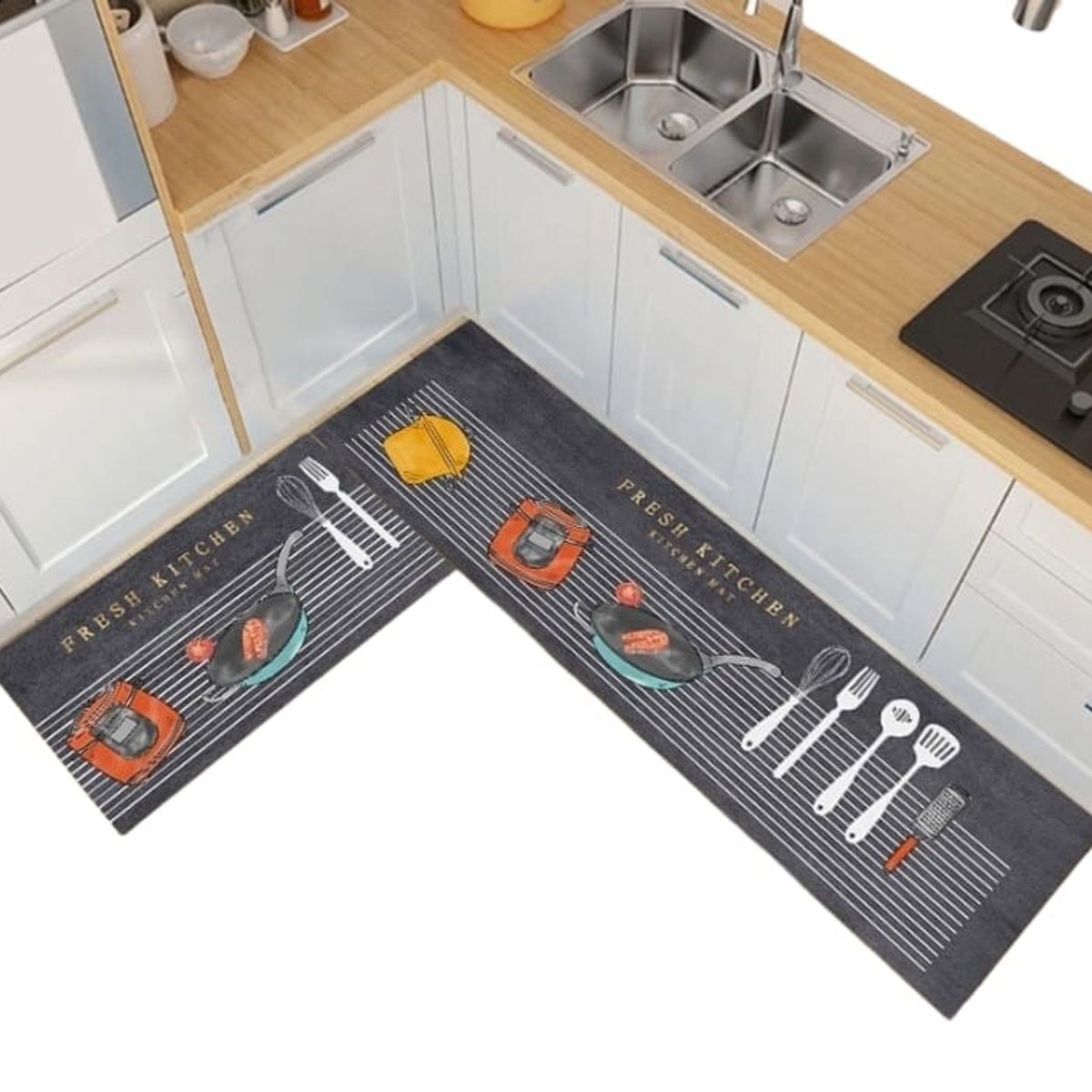 GENERICO - Pack 2 Alfombra De Cocina Antideslizante Piso Entrada De Hogar