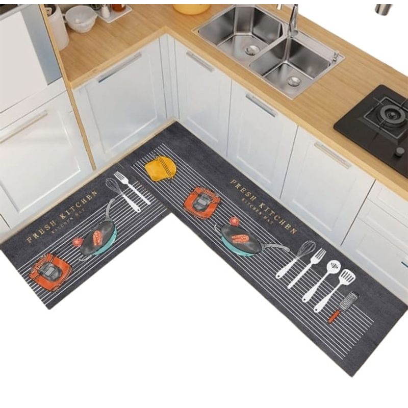 GENERICO - Pack 2 Alfombra De Cocina Antideslizante Piso Entrada De Hogar