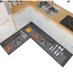 GENERICO - Pack 2 Alfombra De Cocina Antideslizante Piso Entrada De Hogar
