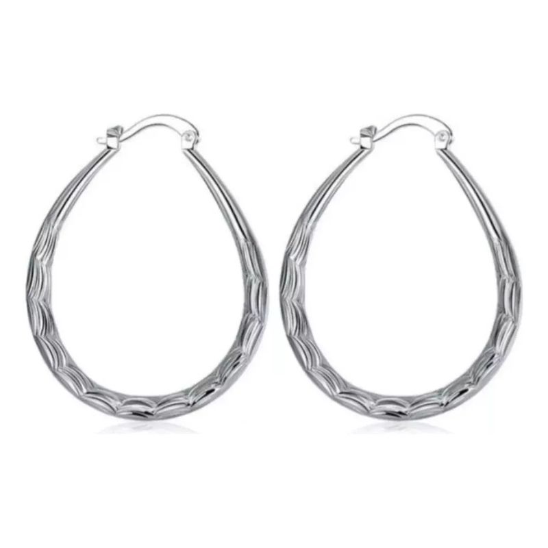 KUANGYE - Argollas Aros De Bañado en plata Elegante De Mujer