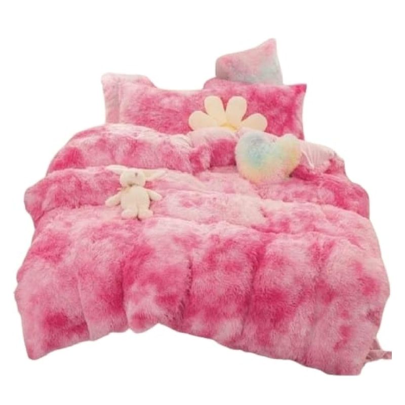 GENERICO - Cubrecama Peludo Rosado Plush De Invierno KING  TF