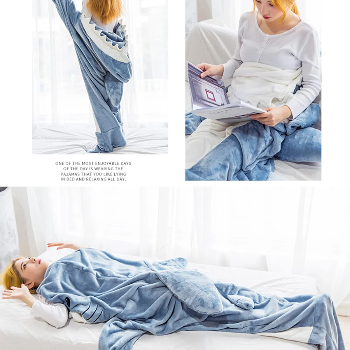 EVERSO - Pijama Manta De Tiburón Con Capucha Para Adultos Y Niños