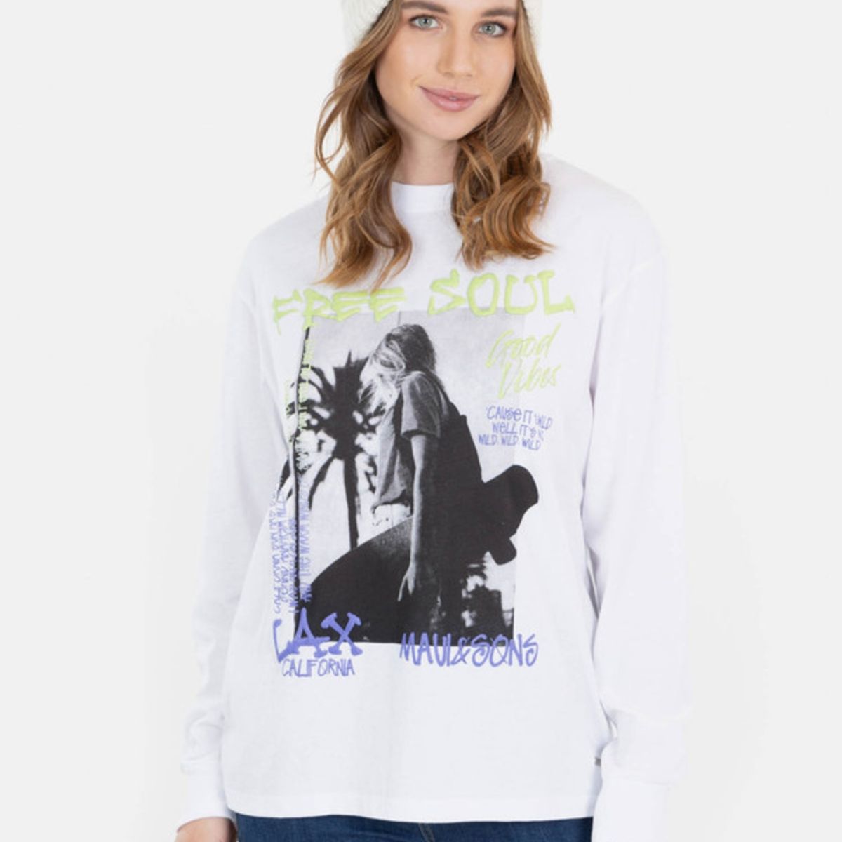 MAUI AND SONS - Polera Free Soul T-Shirt Blanco Mujer Maui And Sons_.