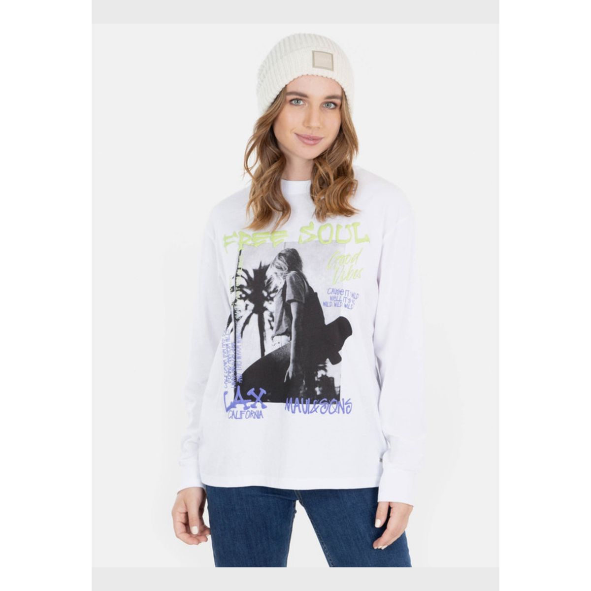 MAUI AND SONS - Polera Free Soul T-Shirt Blanco Mujer Maui And Sons_.