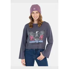 MAUI AND SONS - Polera Hawk'S Soul T-Shirt Gris Mujer
