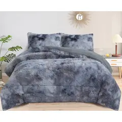 GENERICO - COBERTOR PELUDO GRIS JASPEADO KING CON CHIPORRO TF
