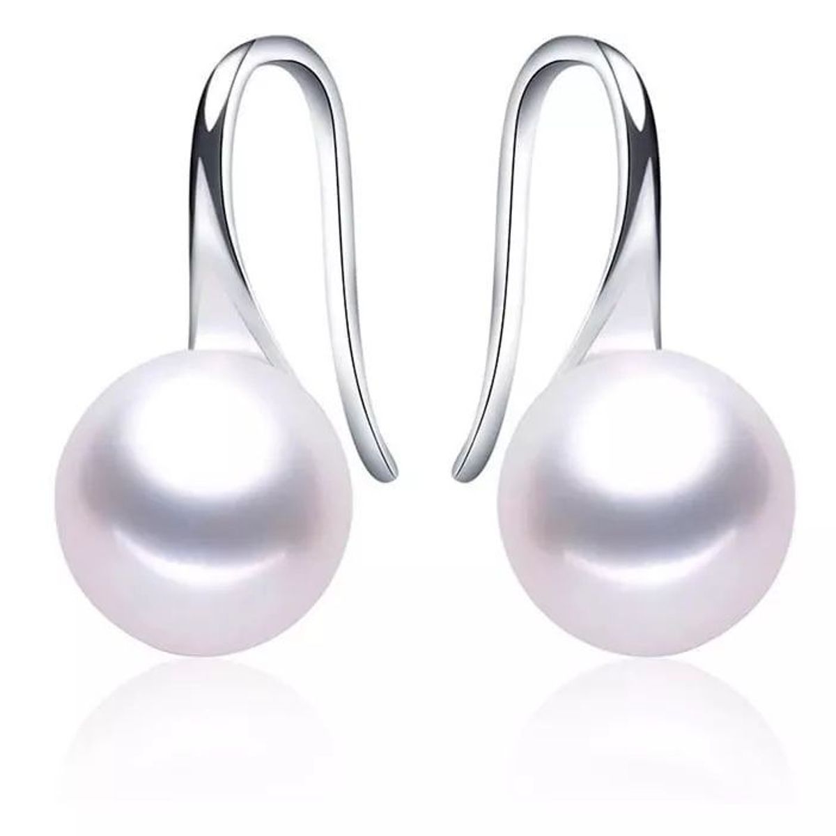 KUANGYE - Aros Perla Natural Bañado en plata Blanco