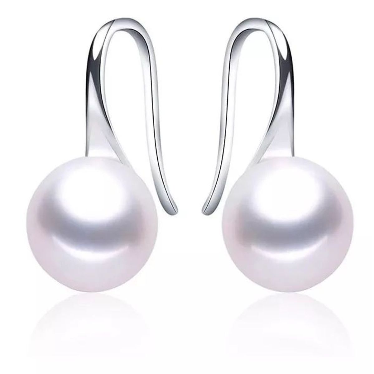 KUANGYE - Aros Perla Natural Bañado en plata Blanco