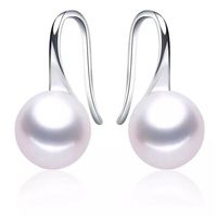 Aros Perla Natural Bañado en plata Blanco