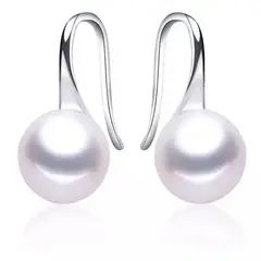 KUANGYE - Aros Perla Natural Bañado en plata Blanco