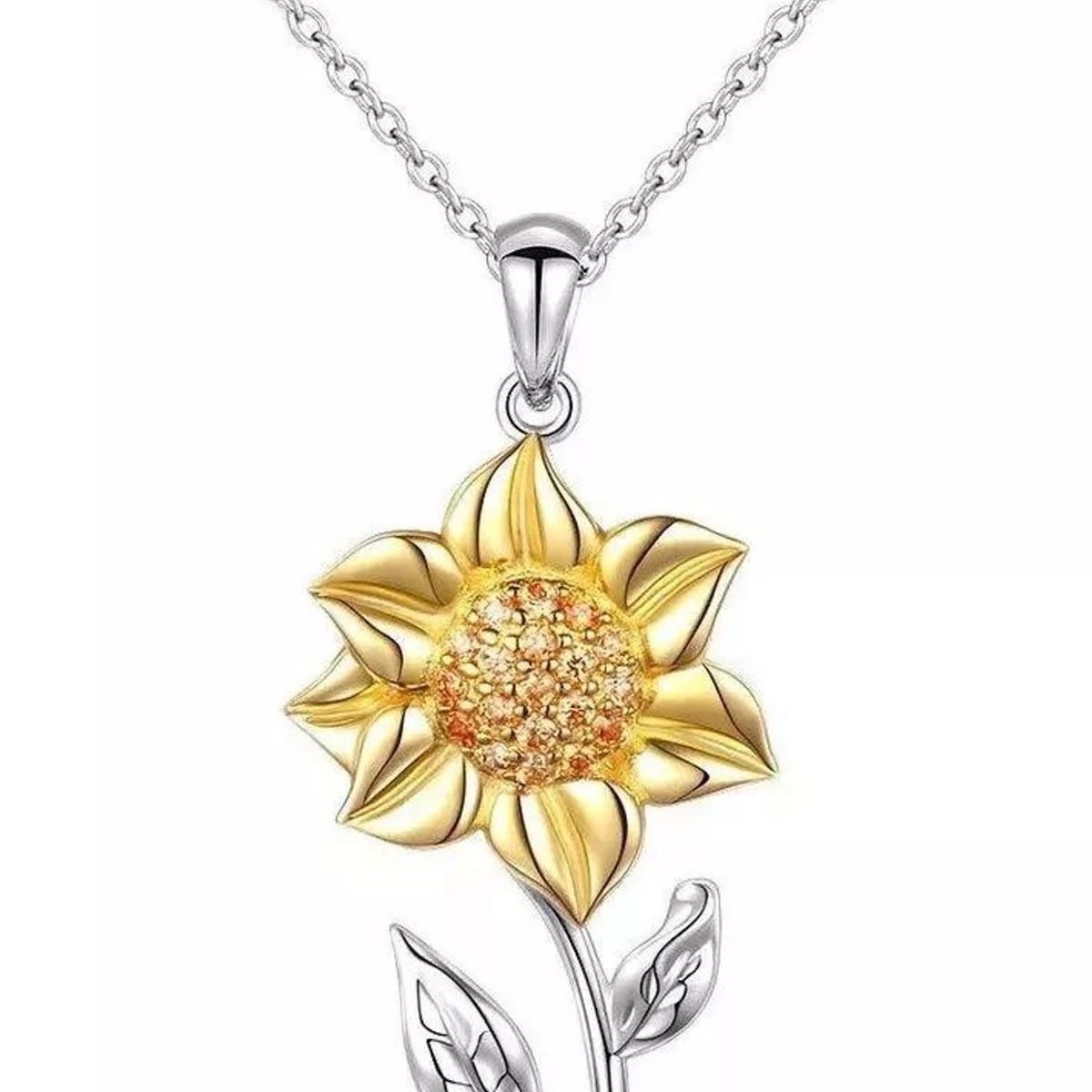 KUANGYE - Collar Bañado en plata Girasol Mujer Joya Regalo