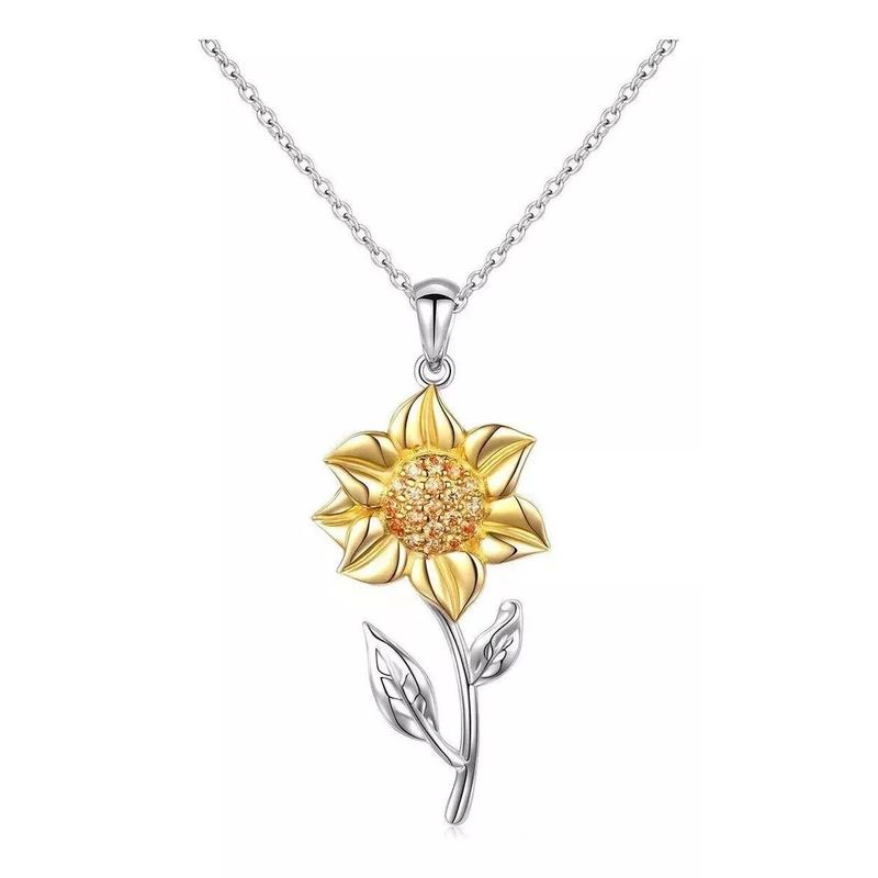 KUANGYE - Collar Bañado en plata Girasol Mujer Joya Regalo