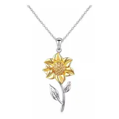KUANGYE - Collar Bañado en plata Girasol Mujer Joya Regalo