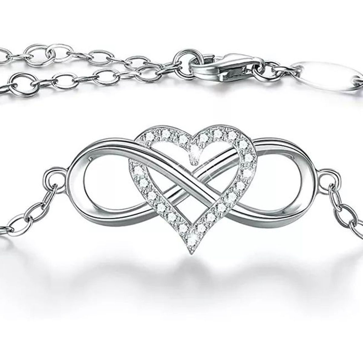 KUANGYE - Pulsera Bañado en plata Infinito Joya Juvenil Mujer Regalo Amor