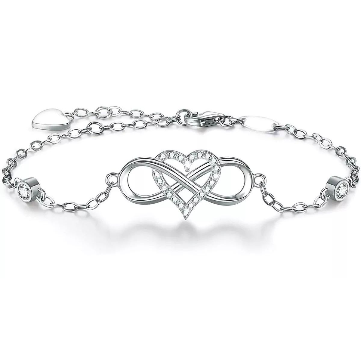 KUANGYE - Pulsera Bañado en plata Infinito Joya Juvenil Mujer Regalo Amor