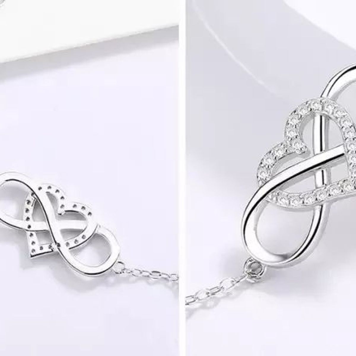 KUANGYE - Pulsera Bañado en plata Infinito Joya Juvenil Mujer Regalo Amor