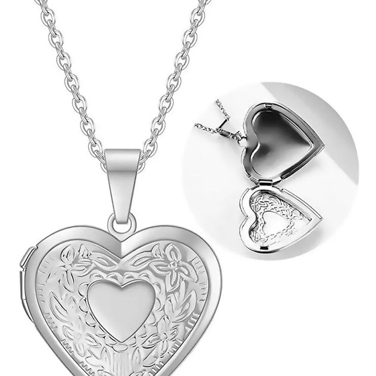 KUANGYE - Collar Relicario Locket Portafoto Camafeo + Caja