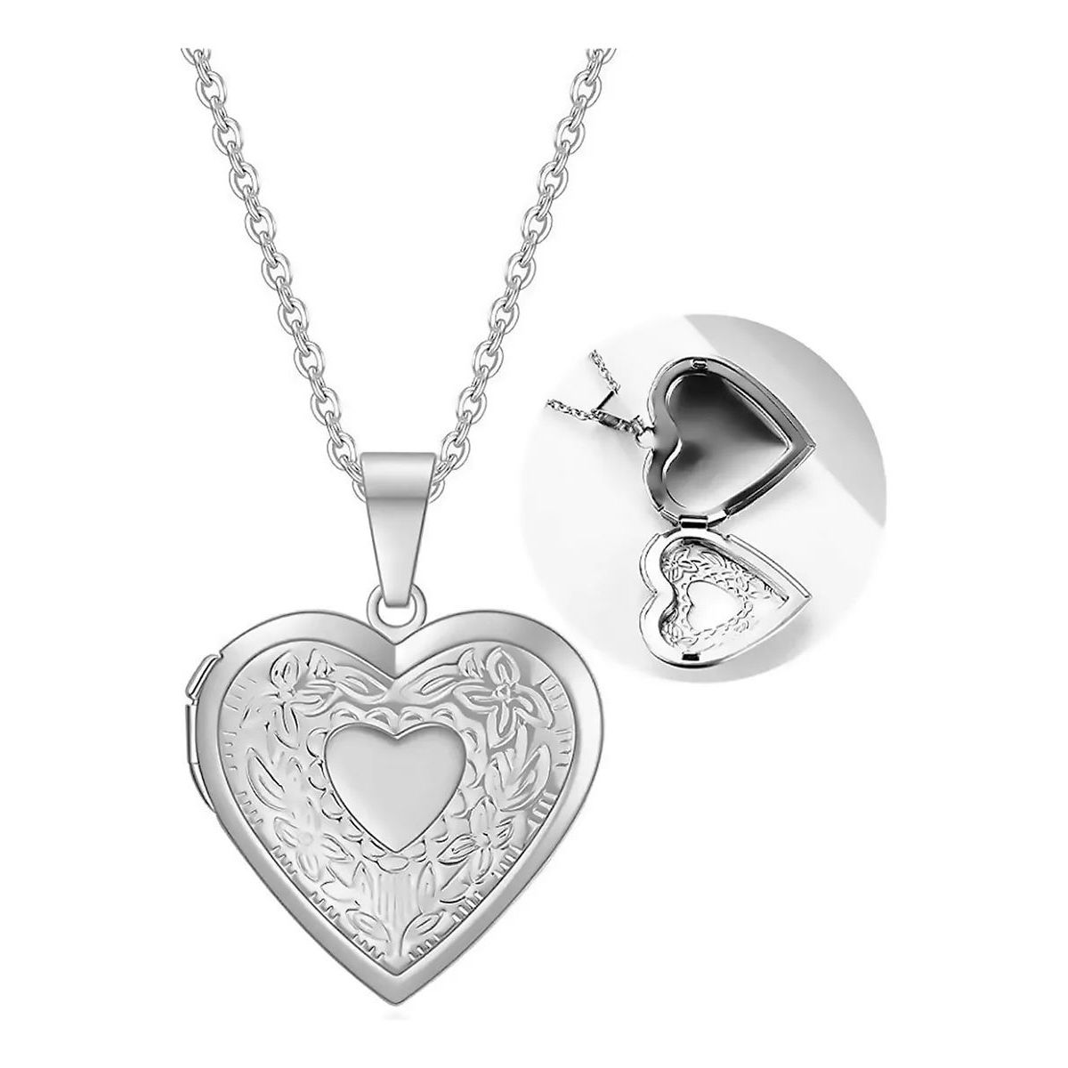 KUANGYE - Collar Relicario Locket Portafoto Camafeo + Caja