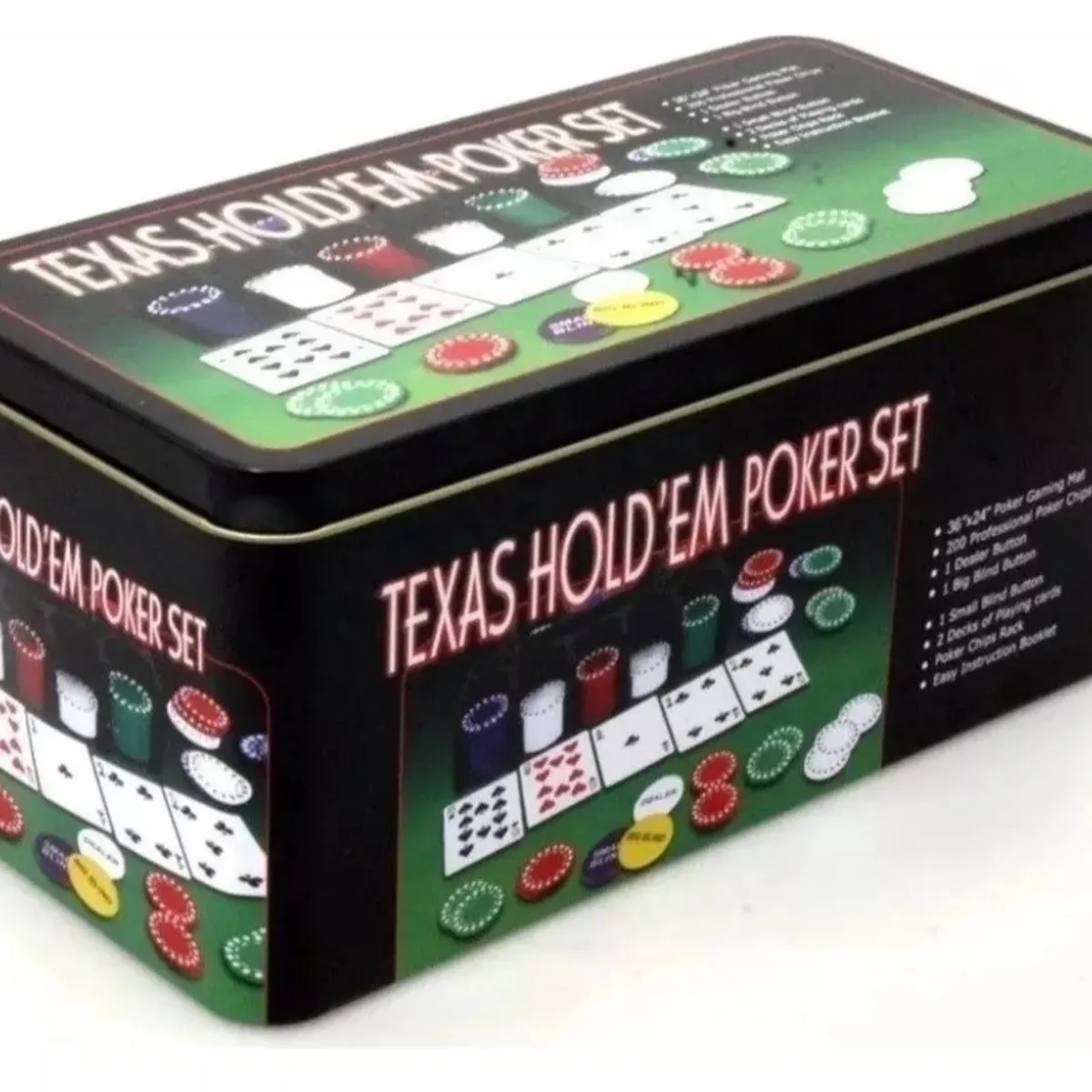 GENERICO - Poker Fichero 200 Fichas Set Juego Black Jack Cartas Y Paño