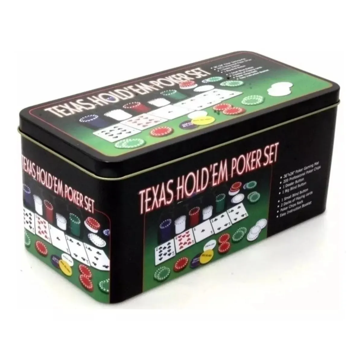 GENERICO - Poker Fichero 200 Fichas Set Juego Black Jack Cartas Y Paño