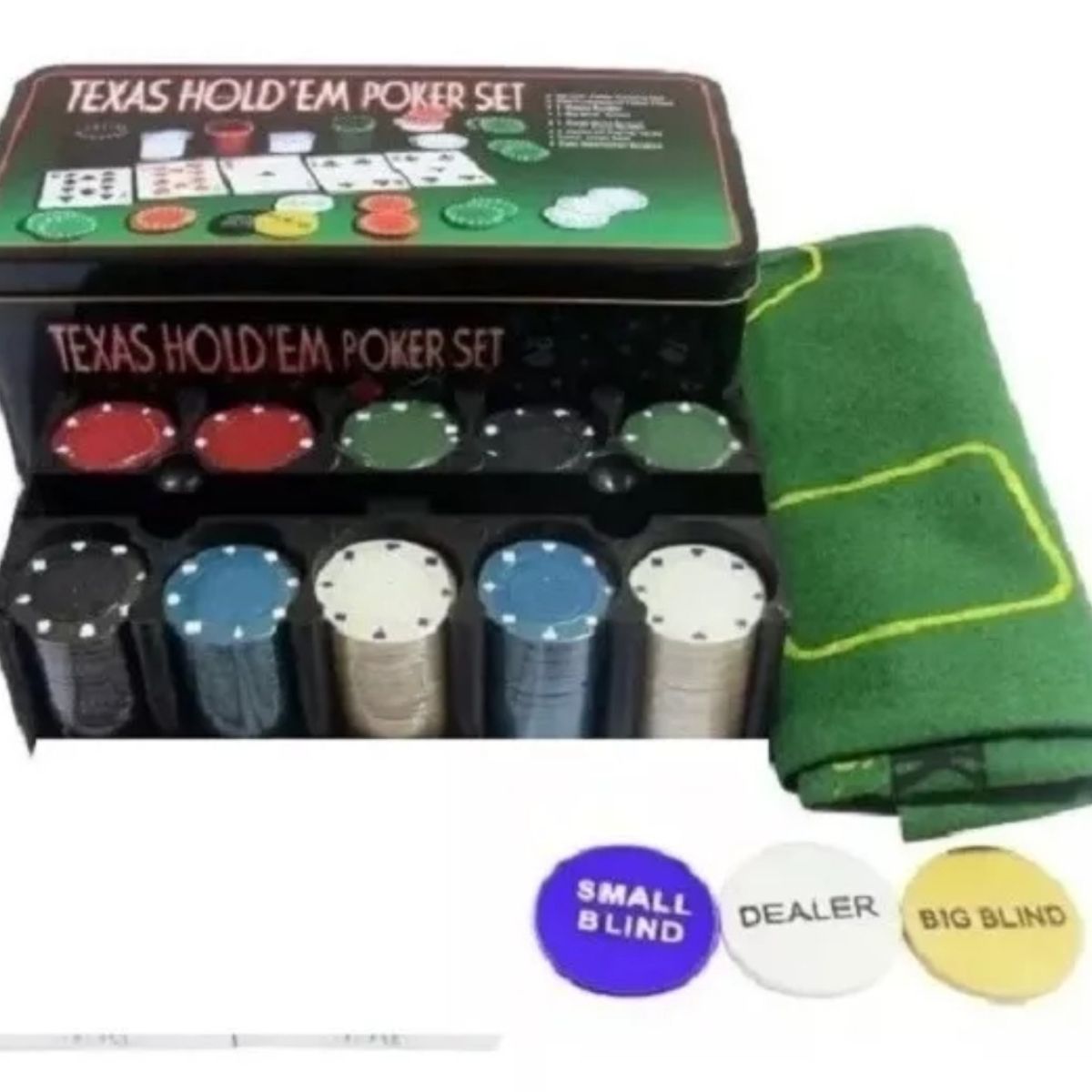 GENERICO - Poker Fichero 200 Fichas Set Juego Black Jack Cartas Y Paño