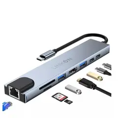 GENERICO - Hub Adaptador Usb Tipo C 8 En 1 Linkon Para Mac Macbook Windows