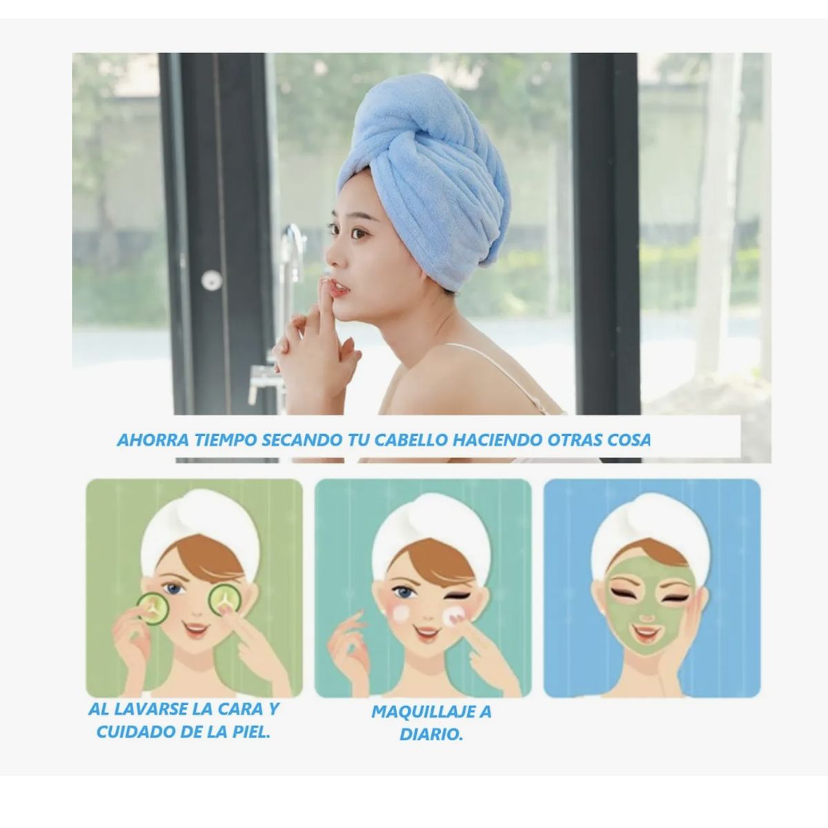 GENERICO - Gorro Turbante Lisa De Microfibra Ducha Toalla Para El Cabelloa