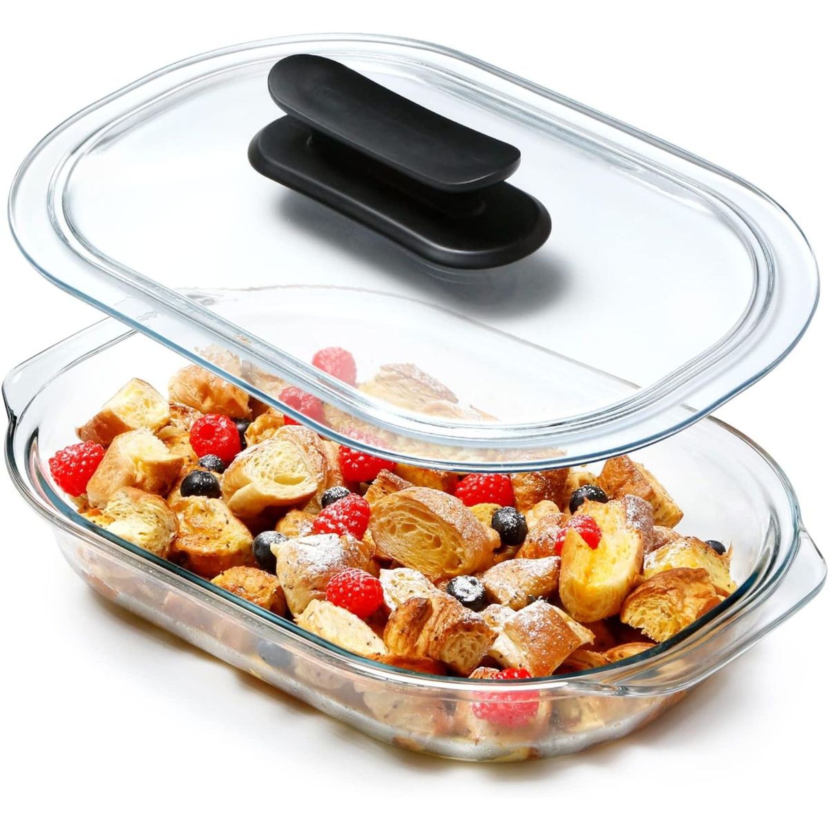 GENERICO - Asadera Refractario De Vidrio Templado Fuente Con Tapa