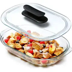 GENERICO - Asadera Refractario De Vidrio Templado Fuente Con Tapa