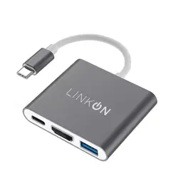 GENERICO - Hub Adaptador Usb Tipo C 3 En 1 Linkon Hdmi Para Mac Macbook Windows
