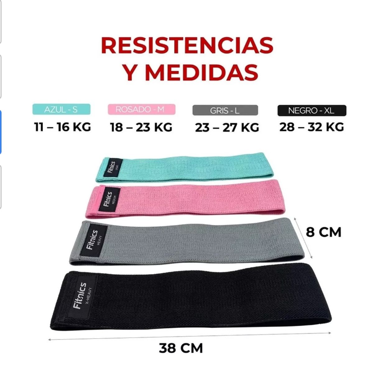 GENERICO - Bandas Resistencia Elasticas  Ejercicio Set X 4 Color Multi