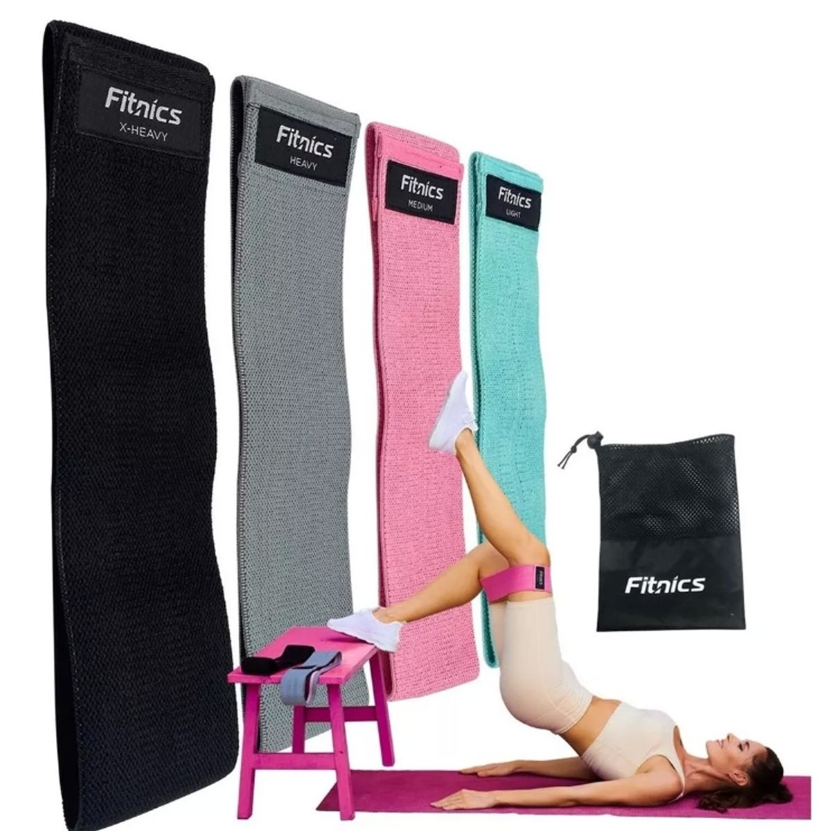 GENERICO - Bandas Resistencia Elasticas  Ejercicio Set X 4 Color Multi