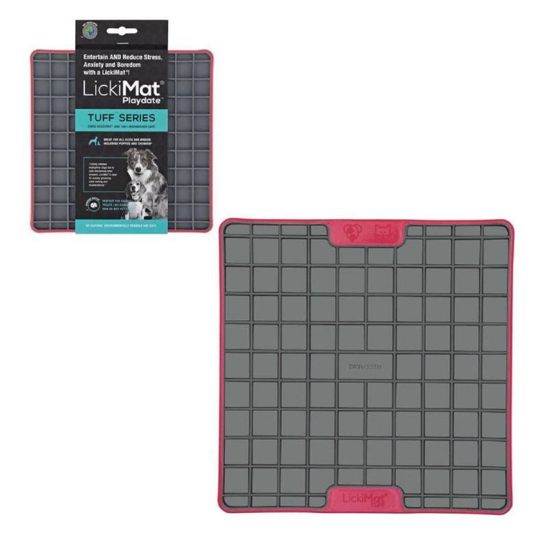 ANSALDO - LickiMat Tuff Ansaldo Pets cuadrado rojo para perros