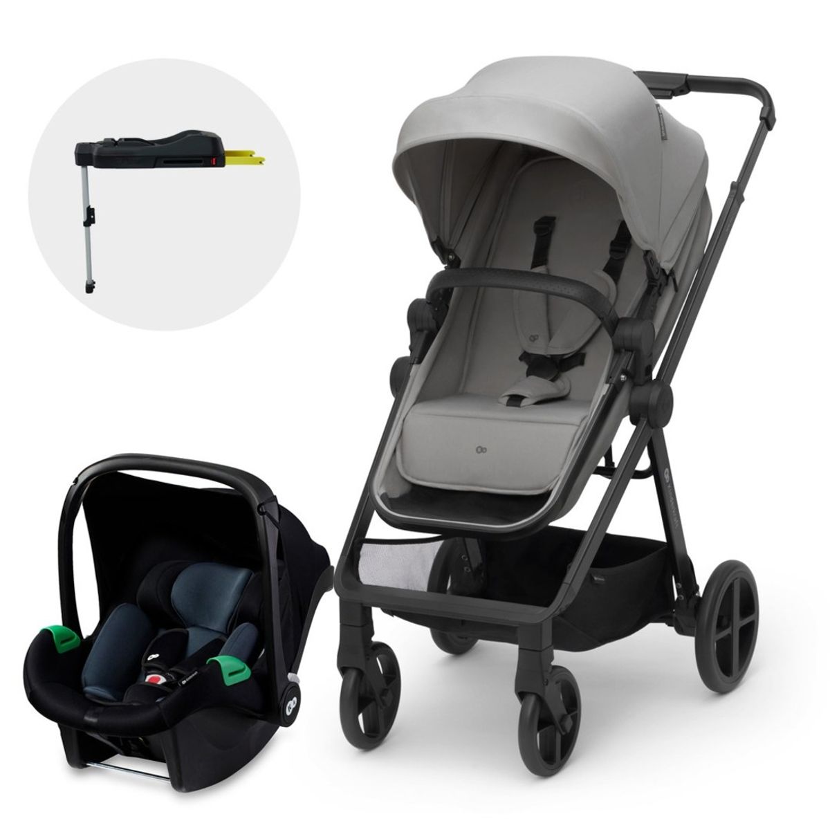 KINDERKRAFT - Coche Travel System Newly 3en1 Gris + Base Isofix KINDERKRAFT