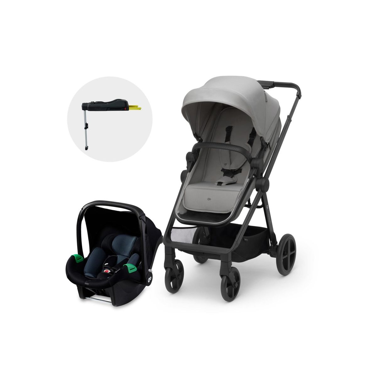 KINDERKRAFT - Coche Travel System Newly 3en1 Gris + Base Isofix KINDERKRAFT