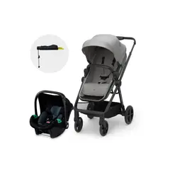 KINDERKRAFT - Coche Travel System Newly 3en1 Gris + Base Isofix
