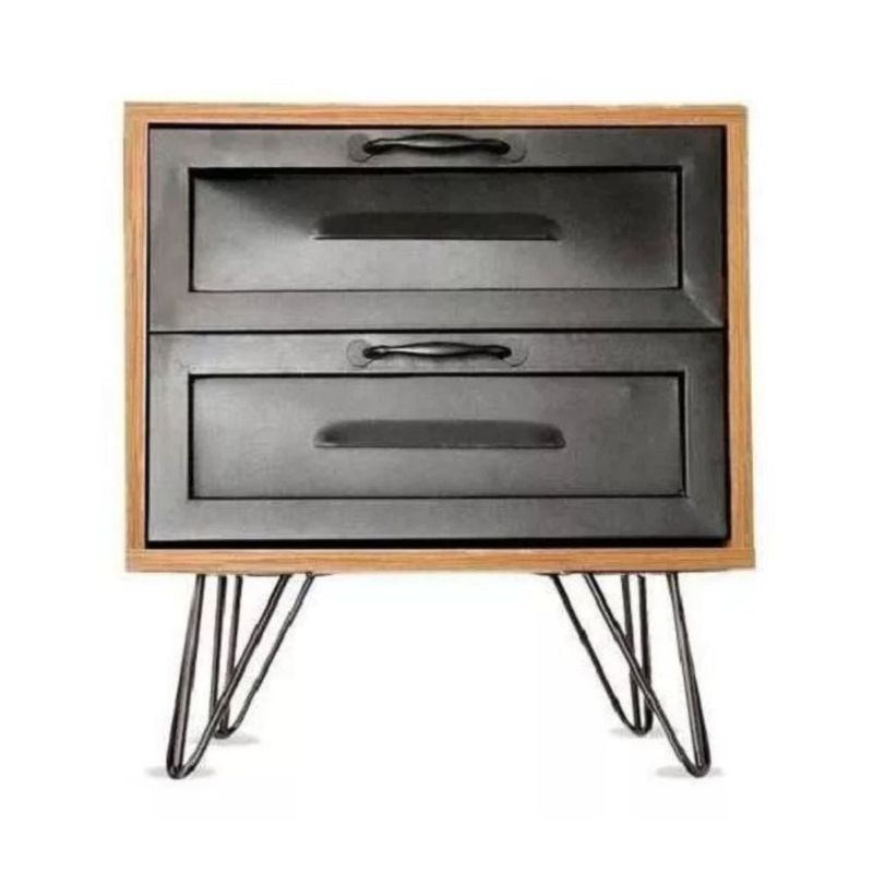 TODODESCUENTO - Velador Gibson Mueble Madera Fierro Hogar Dormitorio
