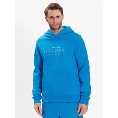 TOMMY HILFIGER - Polerón Hoodie Curve Logo Celeste